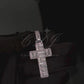 1.5" Sterling Silver Moissanite Round Emerald Cross Pendant