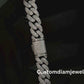 14mm 3Row Round 925 Sterling Silver Moissanite Chain