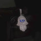 1.5" Sterling Silver Moissanite Hamsa Pendant