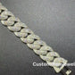 14mm Round Middle Curve Bezel Silver Moissanite Chain
