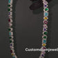 12mm Multi Stone 925 Sterling Silver Moissanite Chain