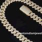 20.0mm square 3 row Sterling Silver Moissanite Cuban Chain