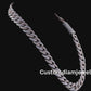 18mm Mosaic Setting Straight Lock Sterling Silver Moissanite Cuban Chain