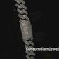 18mm Three Row Square Moissanite Sterling Silver Cuban Chain