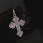 2" Sterling Silver Moissanite Floral Cross Pendant