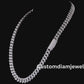 18mm Square Middle Big Diamond Moissanite Sterling Silver Cuban Chain