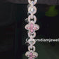 21mm Sterling Silver Moissanite Pink Flower Chain