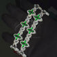 Green Floral Moissanite Silver Bracelet